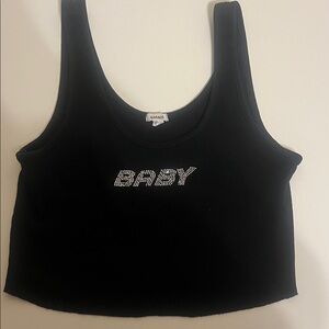 Garage Black Crop Top with 'BABY' Design